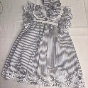 Cupcakes and Cashmere Baby Girls Striped Dress with Ruffle Sleeves age 24 month